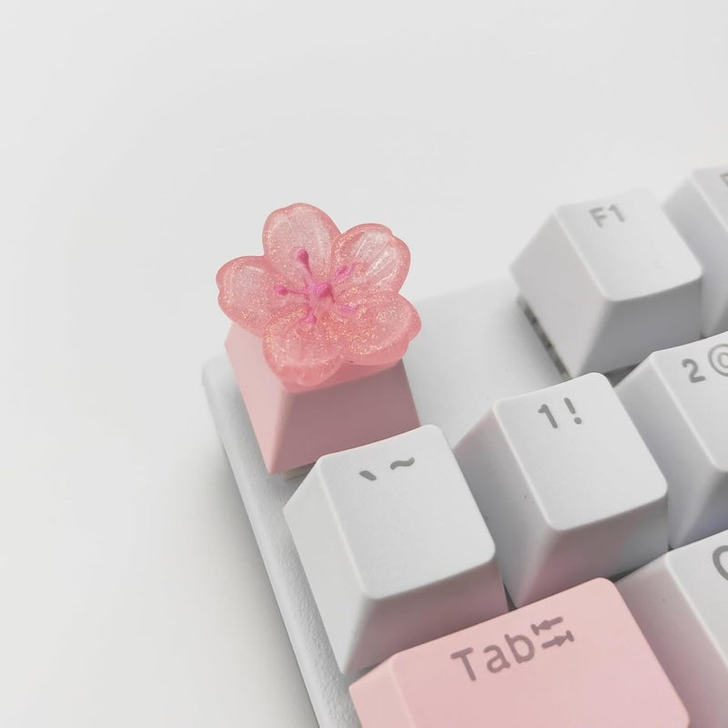 Elacgap Personalized Cute Pink Keycap Handmade OEM Profile DIY Custom Keycap for Mechanical Keyboard MX Switch (Cherry Blossom) - Image 3